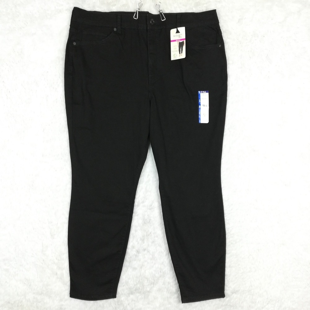 Terra & Sky Womens Jeans Skinny Black Denim Tummy Control Plus Petite 20WP New
